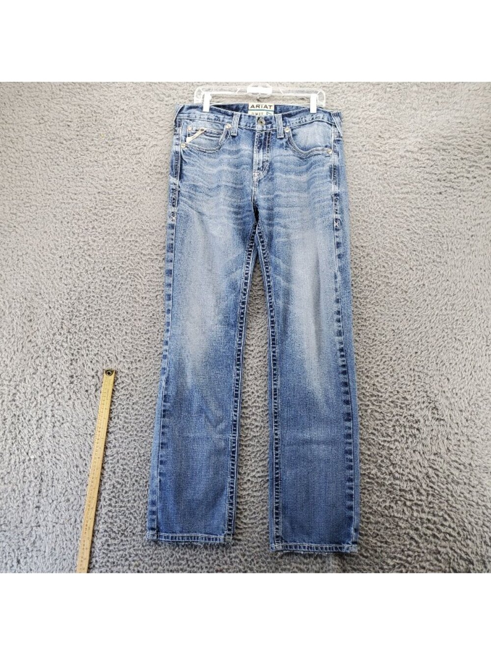 Ariat Jeans Mens 33X36 Blue Slim Fit Straight Leg Classic Denim Stretch *Read*